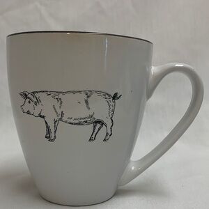 White Ceramic Mug with Pig Design